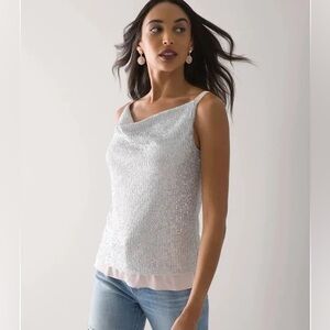 NWT WHBM White House Black Market Silver Sequin Size XLP (XL Petite)